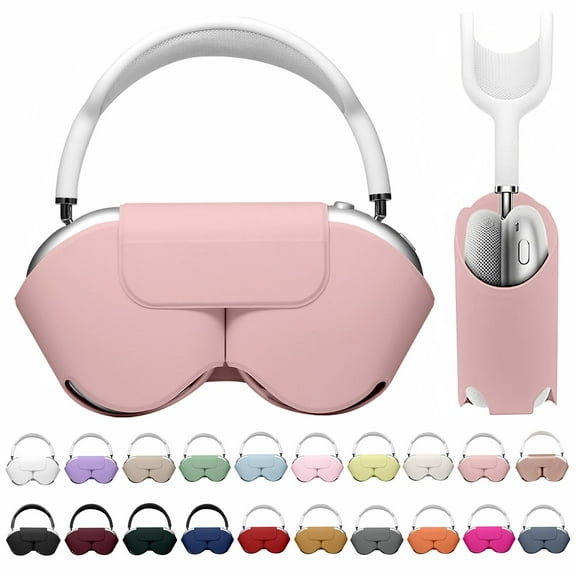 JunQiDong for Apple Airpods Max Smart Case Cover, Soft PU Leather Protective Cover Accessories for Airpod Max with Sleep Mode, Anti-Dust Travel Carrying Case for Airpods Pro Max Headphones, Pink