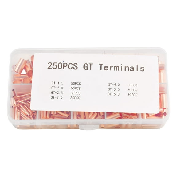 250Pcs Copper Connecting Pipe Wire Joint Small Copper Tube Connection Tube