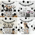 thumbnail image 6 of Black White Silver 50th Birthday Decorations Kit with Number 50th Balloons Happy 50th Paper Banner Triangle Flags 50 Cake Topper for Women/Men 50 Years Old Anniversary Party Bakcdrops Supplies, 6 of 7