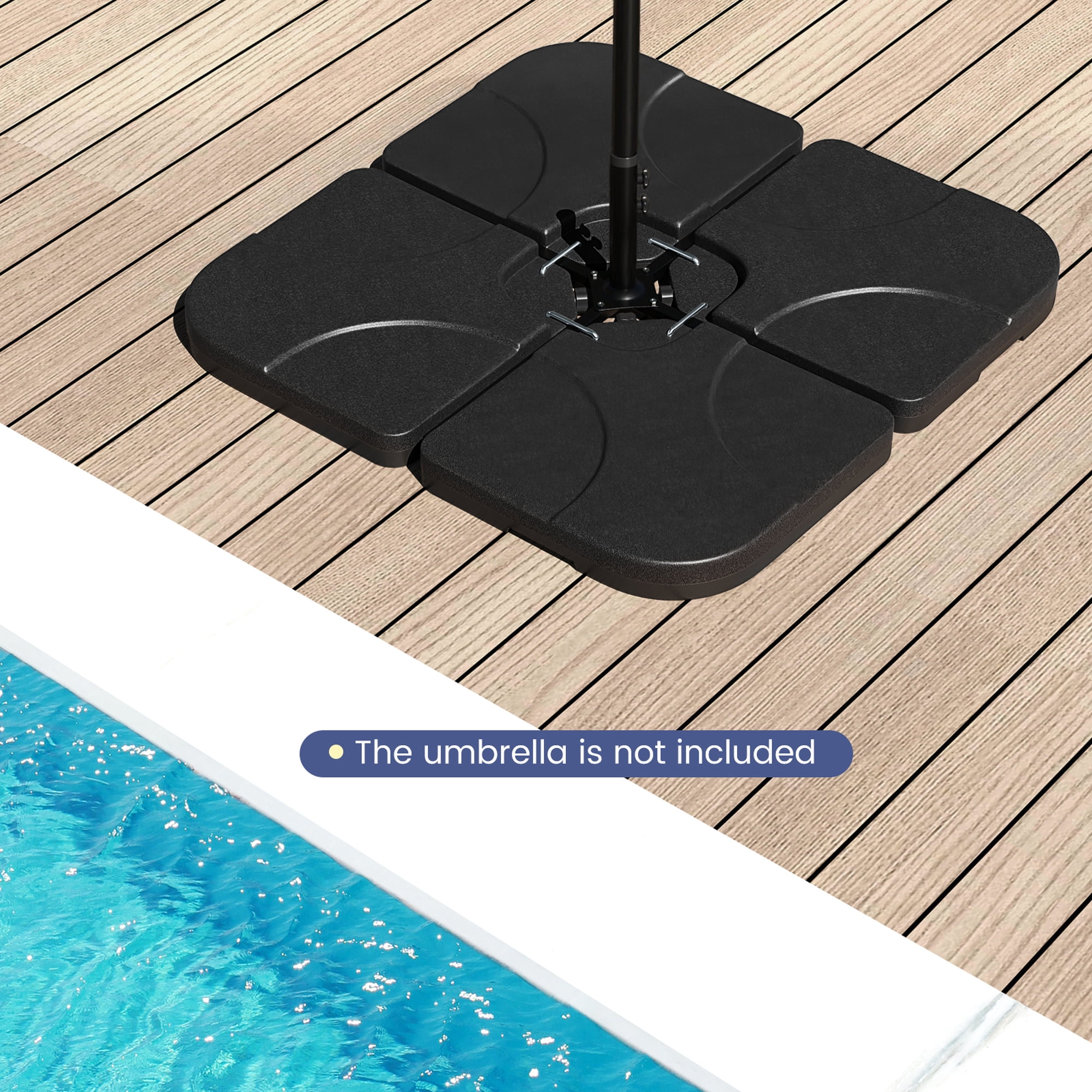 Costway 20'' Patio Offset Umbrella Base Stand Water Filled Base Weights Sand Plate Set Black