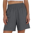 thumbnail image 2 of Yteetum Women's Cotton Linen Shorts Summer Mid Rise Elastic Waist Shorts Casual Solid Loose Lightweight Breathable Travel Vacation Shorts, 2 of 6