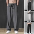 thumbnail image 2 of Pantalon Homme à Cordon Élastique Taille Large Jambe Fine Noir L, 2 of 5