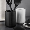 thumbnail image 2 of Thyme & Table, Ceramic Ribbed Kitchen Utensil Holder, Black, 2 of 5