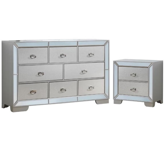 Home Square 2-Piece Set with 8-Drawer Dresser & 2-Drawer Nightstand in Champagne