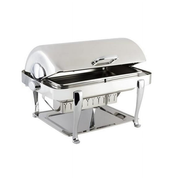 Bon Chef 19040CH Stainless Steel Rectangular Chafer with Roman Leg & Chrome Trim