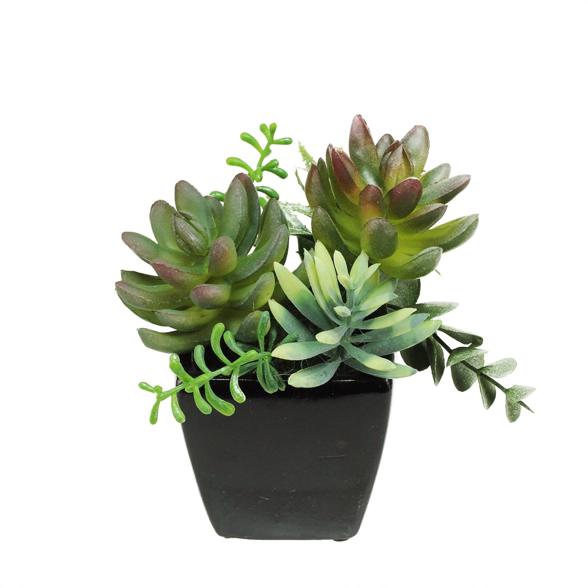8" Black and Green Potted Mixed Succulent Artificial Plant Arrangement