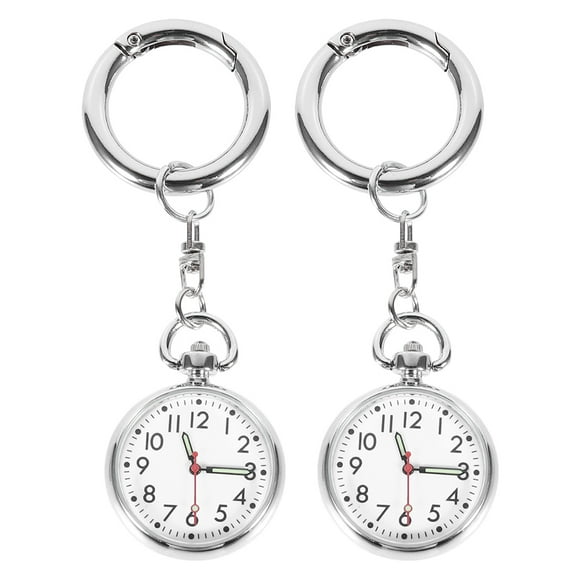 2Pc Nurse Record Watches Chest Hanging Watches Children School Watches Fashionable Pocket Watches (Silver)