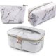 thumbnail image 1 of Bolsa de cosméticos de 3 piezas, bolsa de cosméticos de viaje portátil, bolsa de almacenamiento impermeable, bolsa de cosméticos de mármol con cremallera dorada multifuncional para, 1 of 4