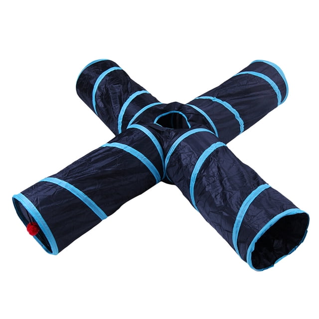 Billuyoard Túnel plegable de 4 vías para gatos, juguetes para mascotas, túnel de bolas de juguete para gatos, cachorros y gatitos Juguetes para gatos