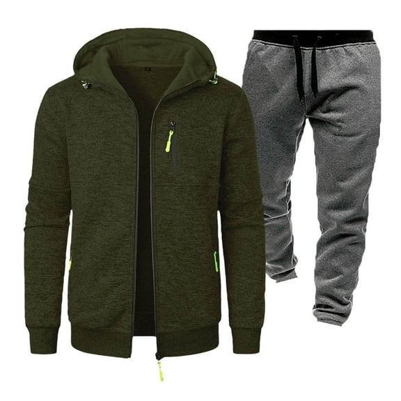 SNOWSONG Baggy Hoodie MenClearance! Mens Hoodies Pullover New Men's Sports Fitness Casual Hooded Jacket Sweat Pants Knitted Cardigan Set Track Suits Mens Big and Tall Hoodie Army Green L