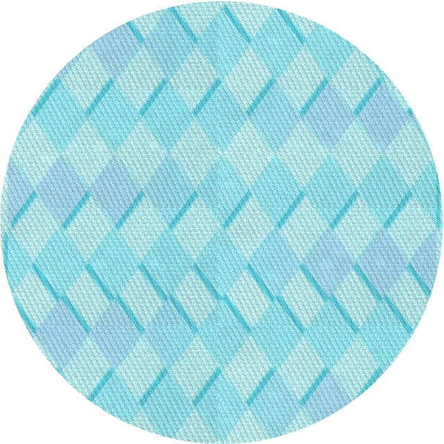 Ahgly Company Machine Washable Indoor Round Transitional Blue Diamond Blue Area Rugs, 3' Round