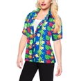 thumbnail image 2 of HAPPY BAY Button Down Shirt for Women Floral Summer Beach Party Blouse Shirt Hawaiian TShirts Short Sleeve Vacation Dress Shirts Blouses for Women XL Tropical, Sky Blue, 2 of 5