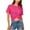 Hot Pink, variant on Women's Summer Causal Short Sleeve Blouse Round Neck Crop Tops Twist Front Tee T-Shirt