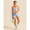 thumbnail image 5 of IBTOM CASTLE Double Layer Workout Sets for Women 2 Piece Sports Bra High Waist Biker Shorts with Pocket Yoga Pialtes Outfits S Blue, 5 of 7