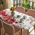 thumbnail image 3 of Valentines Love Heart Table Cloths for 3 Foot Rectangle Tables, Red Eucalyptus Botanical Grey Plaid Patio Waterproof Elastic Fitted Tablecloths, Washable Rectangular Table Cover for Camping, 3 of 8