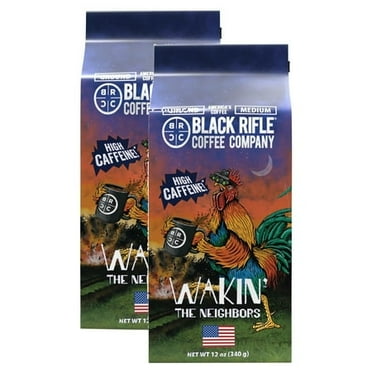 (2 pack) Black Rifle Coffee Company Wakin the Neighbors High Caffeine, Medium Roast, Ground Coffee, 12 oz