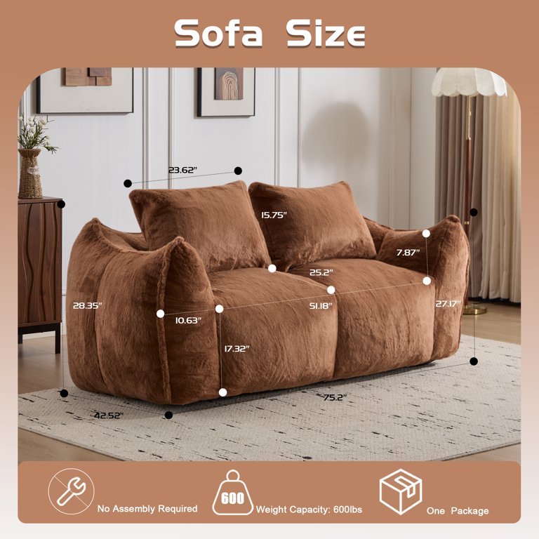Aukfa Faux Fur Loveseat, 25