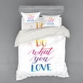 thumbnail image 2 of Saying Duvet Cover Set, Pattern of Do What You Love Gradient Typography Plain Background, Bedding Set with Shams and Fitted Sheet, 3 Sizes, by Ambesonne, 2 of 3