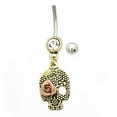 thumbnail image 2 of Navel Ring with Skull and Rose Design Antique Look 14g, 2 of 4