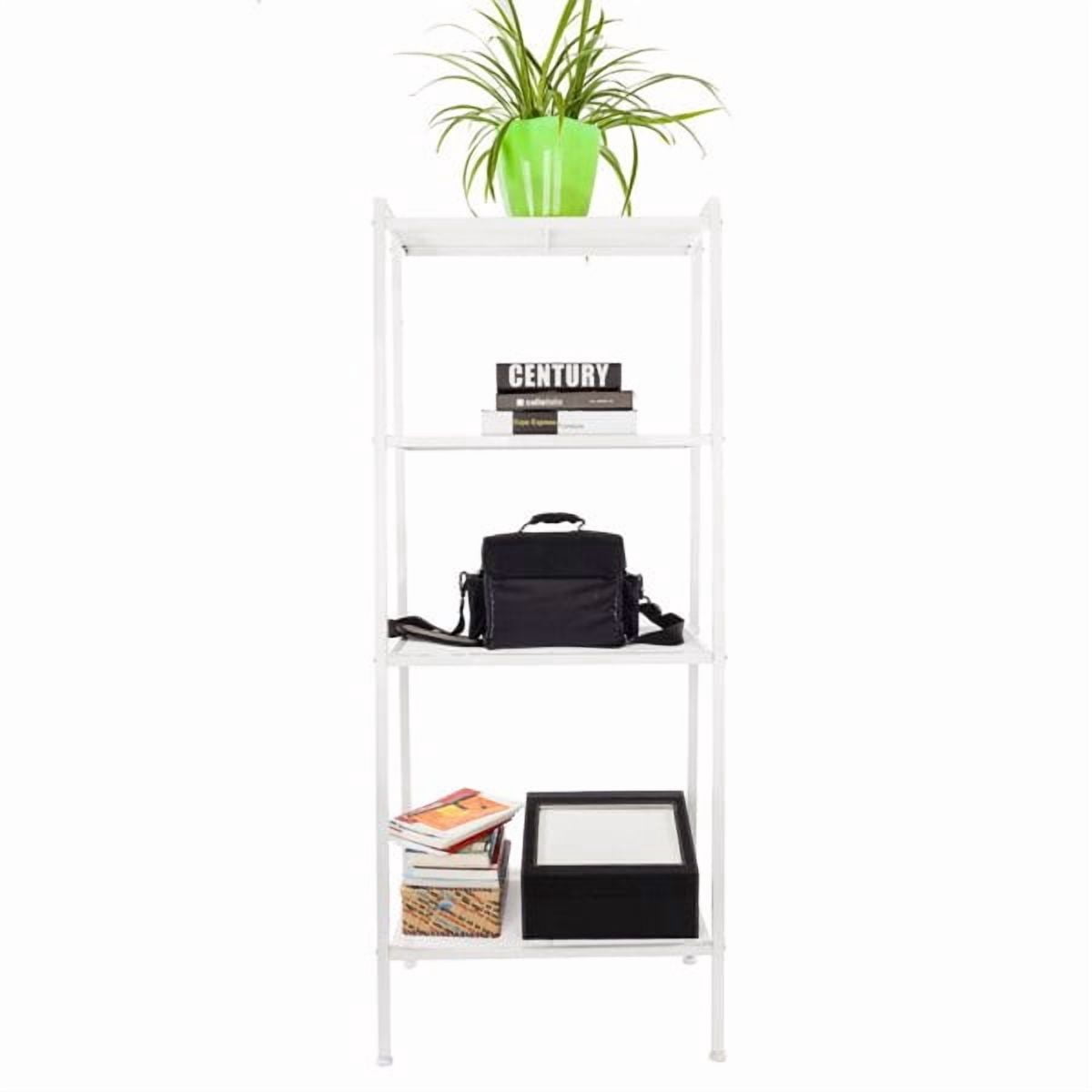 Alvantor 4 Tier Iron Bookshelf, Freestanding Bookcase Storage Shelf for Books and Decor, 23.62 x 13.78 x 57.87 in, Ivory White