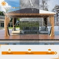 thumbnail image 4 of EROMMY 12'x16' Hardtop Gazebo, Wood Looking Patio Gazebo with Aluminum Frame and Single Galvanized Steel Roof, Metal Outdoor Gazebo with Curtains and Nettings for Deck Backyard and Patio, 4 of 7