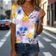 thumbnail image 4 of Blusa Zhyaj de manga corta con cuello en V y estampado floral bohemio para mujer, 4 of 6
