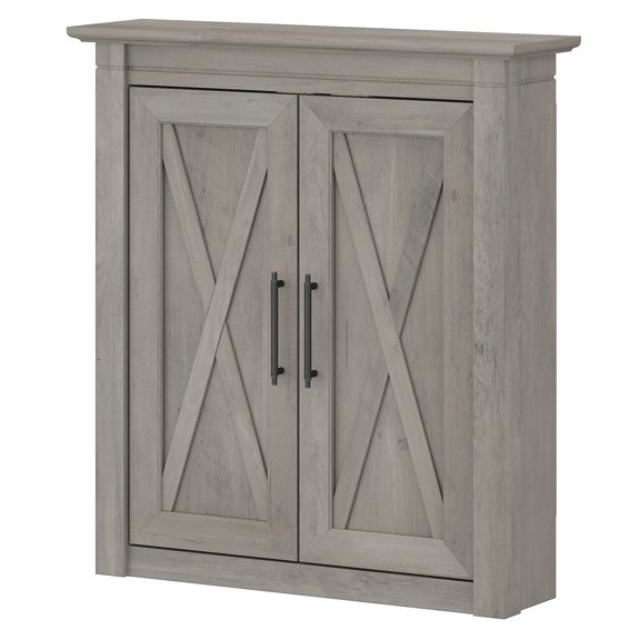 Bush Furniture Key West Bathroom Wall Cabinet with Doors in Driftwood Gray