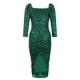thumbnail image 4 of Lilgiuy Women Sequins Thin Lantern Sleeve Off-The- Shoulder Dress Green Fall Dresses for 2022 Spring Winter, 4 of 4