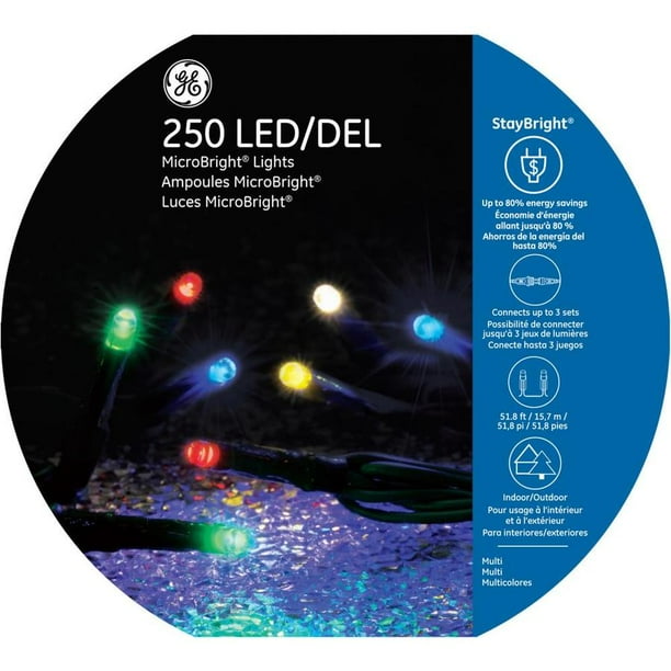 GE StayBright 250Count 51.8ft Multicolor Led PlugIn Christmas String