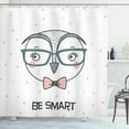 thumbnail image 1 of Geek Shower Curtain, Hand-Drawn Portrait of a Cartoon Owl Boy in Glasses with Bowtie and Be Smart Quote, Fabric Bathroom Set with Hooks, 69W X 70L Inches, Multicolor, by Ambesonne, 1 of 3