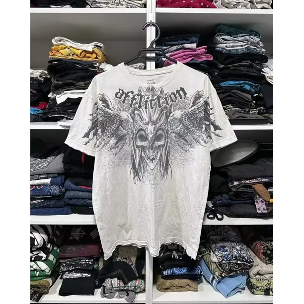 Affliction-Camiseta Vintage gótica de calle americana para hombre, ropa de gran tamaño, camisetas holgadas Punk de Hip Hop Harajuku para adultos y niños