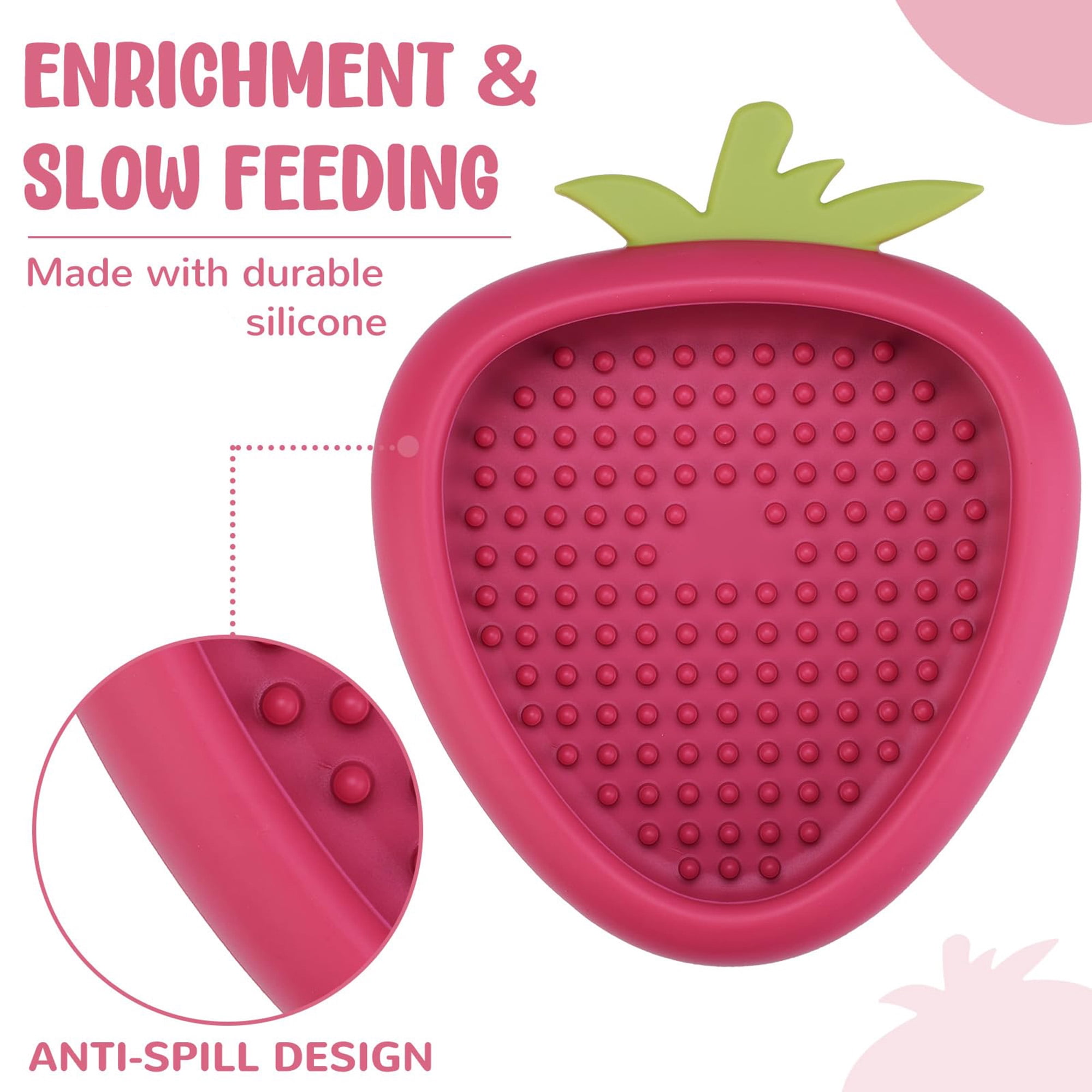 Silicone Slow Feeder Lick Mat for Dogs, Non Slip Dog Enrichment Bowl for Anxiety Relief, Boredom, and Mental Stimulation, Freezeable for Extended Play, Dishwasher Safe, Pink
