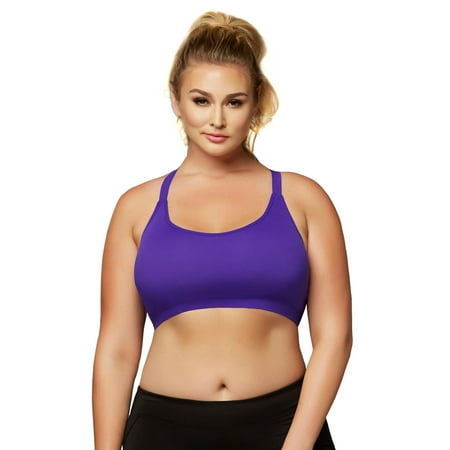 Womens Plus Size Athletic Seamless Strappy Back Sports Bra (Best Clothes For Plus Size Apple Shape)