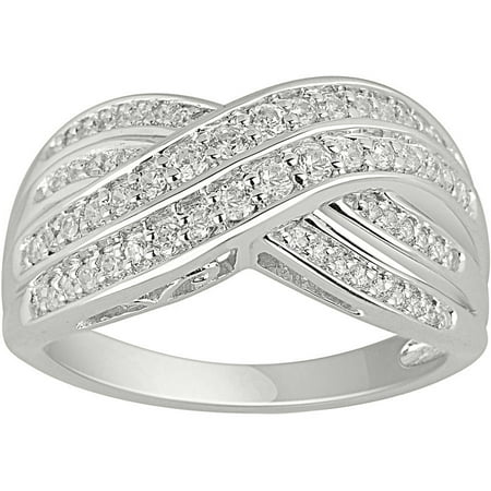 1/2 Carat T.W. Diamond 10kt White Gold Weave Band