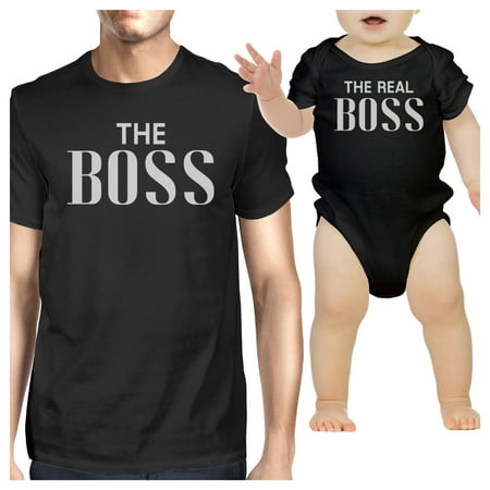 

The Real Boss Black Funny Design Dad and Baby Boy Matching Outfits
