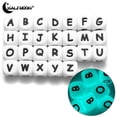 thumbnail image 2 of 50 cuentas de silicona con letras que brillan en la oscuridad de 12 mm, luminosas, personalizadas, con nombre, para mordedores y masticables, 2 of 5