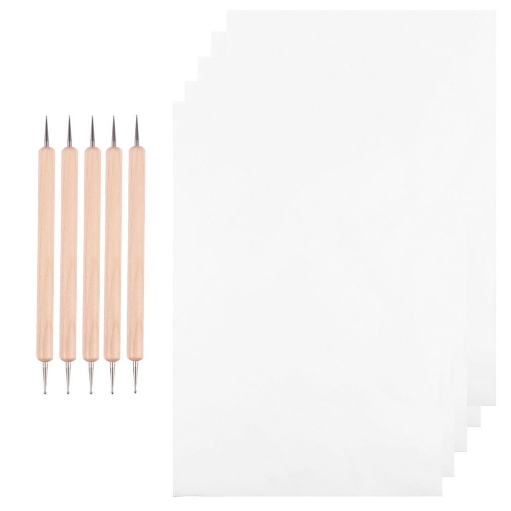 EIGTHTAIL 150 Pcs Papier Carbone de Transfert de Graphite et Papier Calque avec 5 Pcs Outils de Pointillage à Double Extrémité pour Bois Papier Pierre