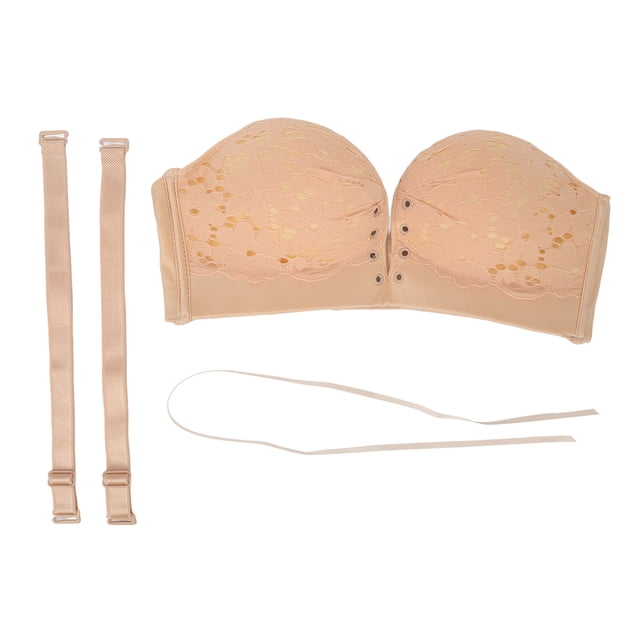 Sujetador sin tirantes Nikou push up escote en V tirantes finos con relleno oculto transpirable color piel 34/75AB