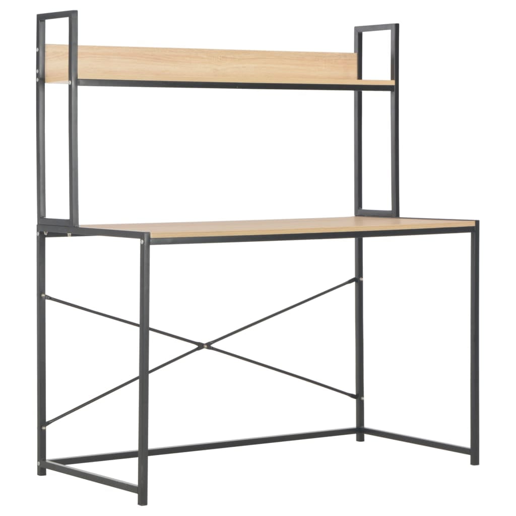 Kepooman Home Office Industrial PC Study Writing Working Table, 47.2" x 8.3" x 24.8", Black + Oak Kepooman Home Office Industrial PC Study Writing Working Table, 47.2" x 8.3" x 24.8", Black + Oak