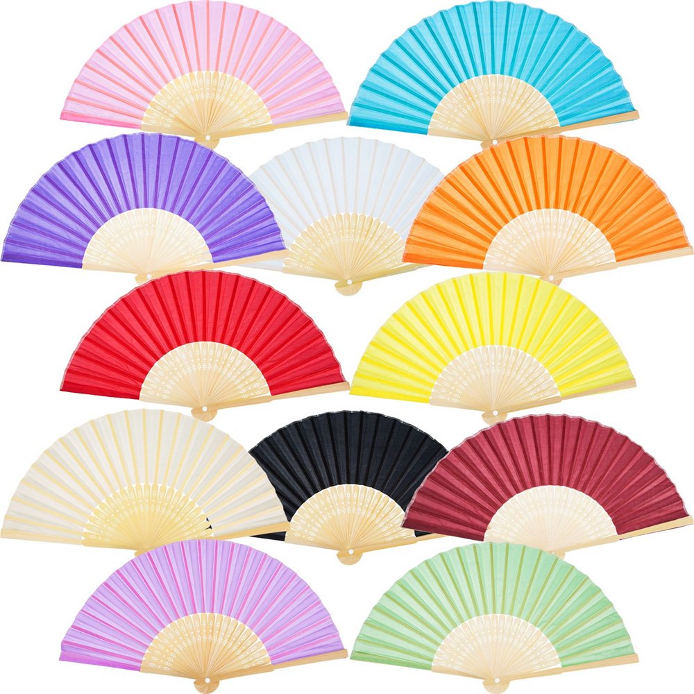 Hand Held Fans - Silk Bamboo Folding Fans Handheld Folded Fan - for