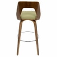 thumbnail image 4 of Trilogy 30" Mid-Century Modern Fixed Height Barstool With Swivel In Walnut And Green Fabric - Set Of 2, 4 of 6