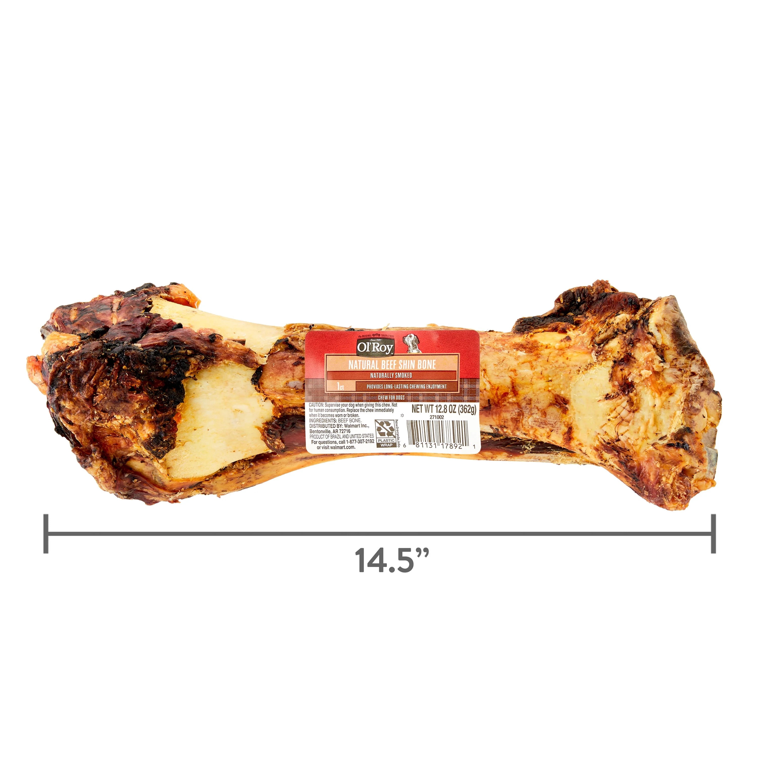(17 pack) Ol’ Roy Naturally Smoked Beef Shin Bone Dog Chew, 12.8 oz