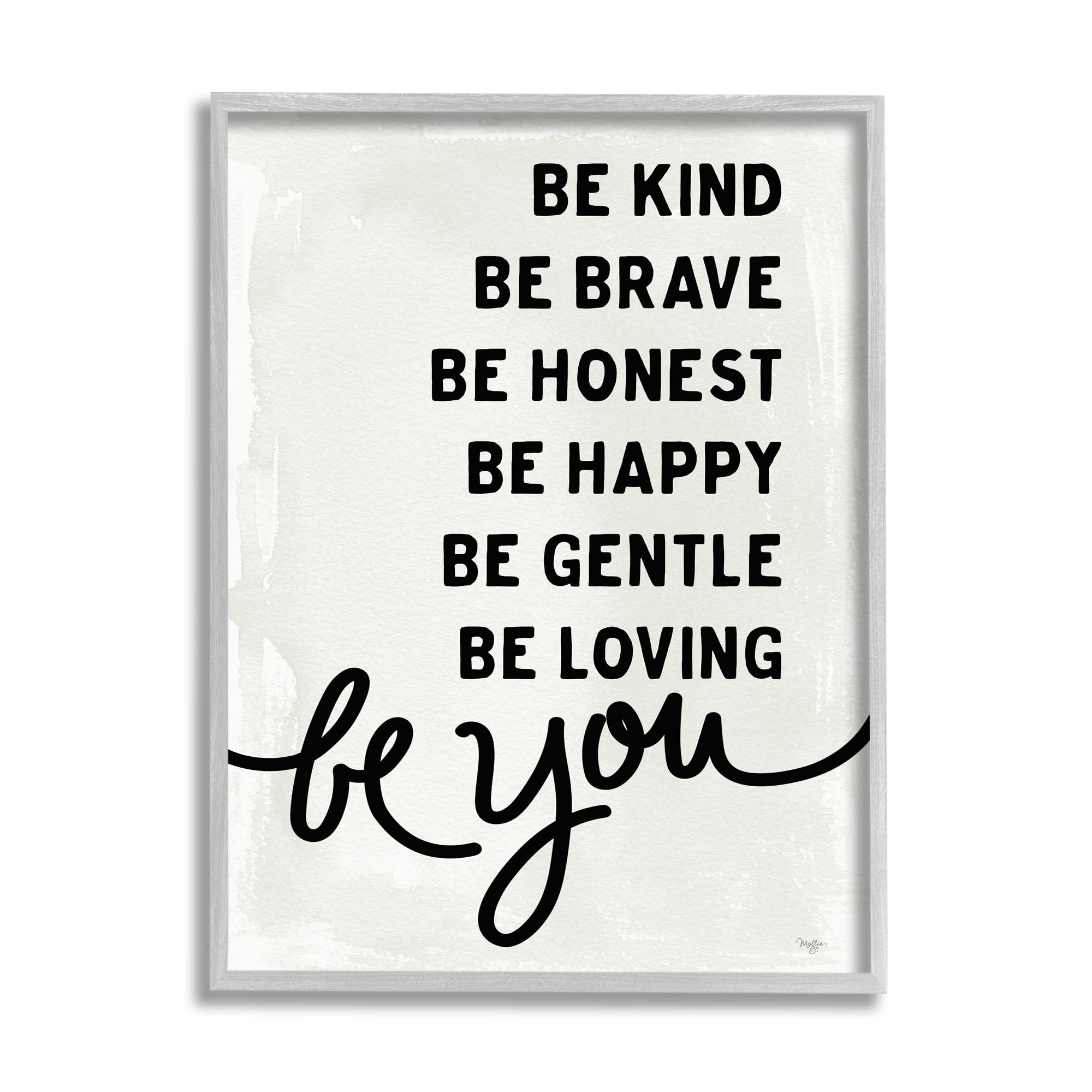 Stupell Industries Be You Motivational Self Love Text Phrase Graphic Art Gray Framed Art Print Wall Art, Design by Mollie B.