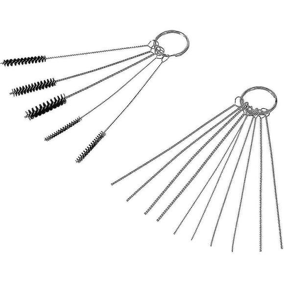 Carburetor Carbon Dirt Jet Remove 10 Cleaning Needles And 5 Brushes Tool Kits For Car Motor(15pcs)
