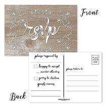 Rustic RSVP Postcards - 40 Reply Postcards - 4 x 6 Cards - Wedding, Showers, Par