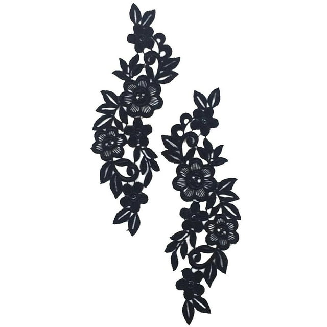 1 Par De Apliques De Encaje Floral De Adorno De Encaje Para Manualidades De DIY, Ropa De Moda, Accesorios, , Negro
