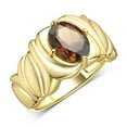 thumbnail image 3 of RYLOS Bagues pour Femmes Bague Solitaire en Or Jaune 14K Pierre Précieuse Ovale 9x7 mm avec Anneau Fini Satiné Bijoux Quartz Fumé de Juin Taille 9, 3 of 7