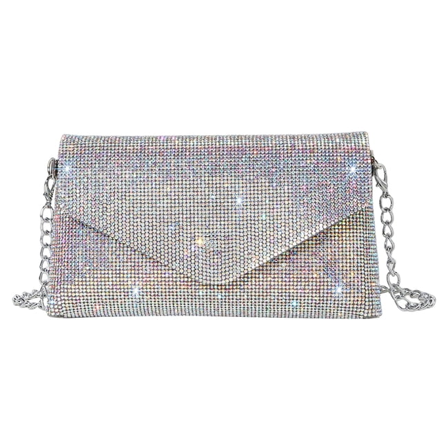 Bolso Mano Con Sobre Diamantes Imitación Bolso Noche Con Purpurina Y Cadena (multicolor)