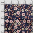 thumbnail image 1 of oneOone Cotton Poplin Navy Blue Fabric Flower Watercolor Sewing Material Print Fabric By The Yard 56 Inch Wide, 1 of 4