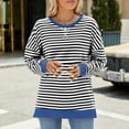thumbnail image 4 of AherBiu Crewneck Sweatshirts for Women Striped Long Sleeve Slit Oversized Pullover Fall Casual Loose Tops, 4 of 7